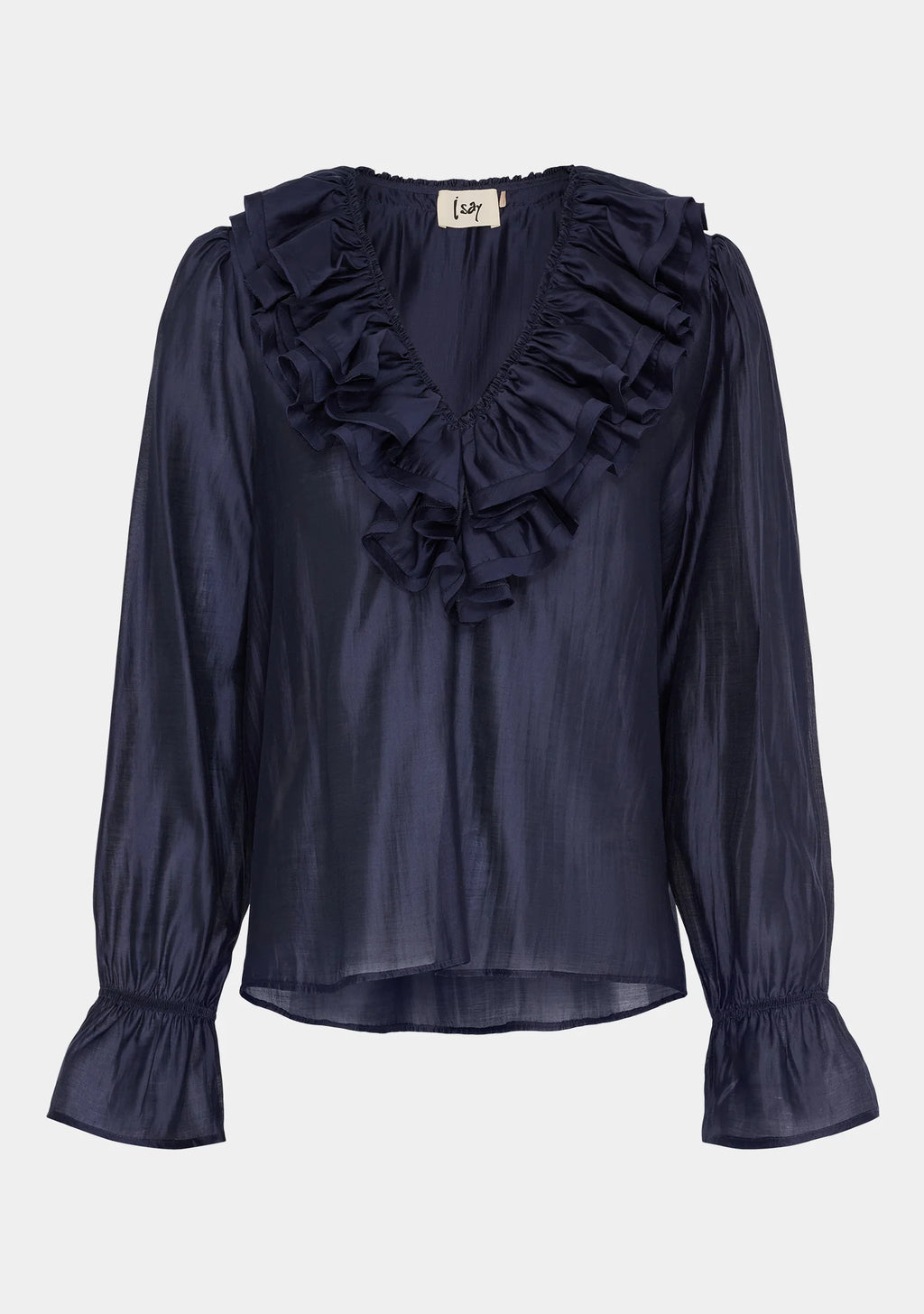 Klara Flounce Blouse - Dark navy