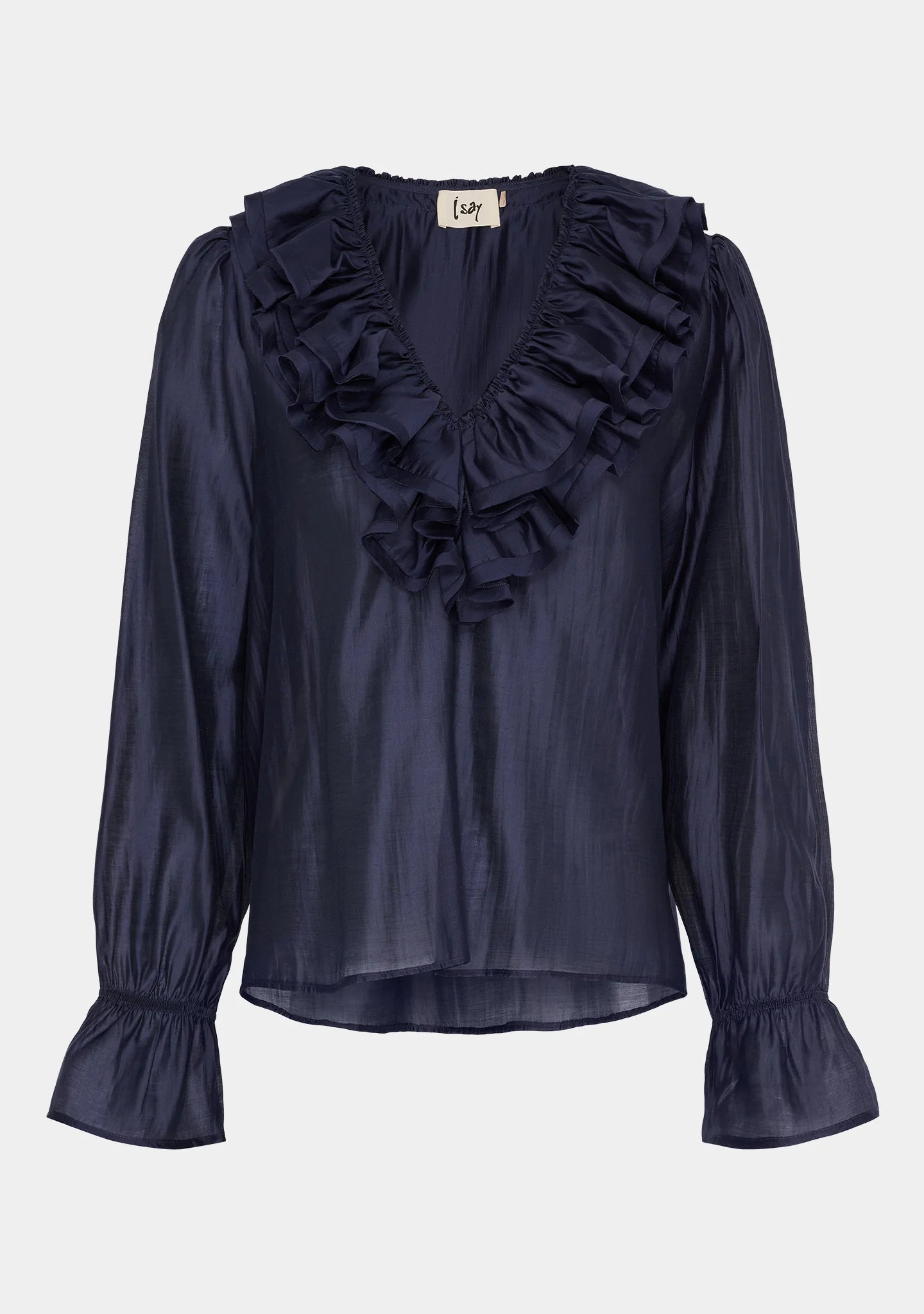 Klara Flounce Blouse - Dark navy