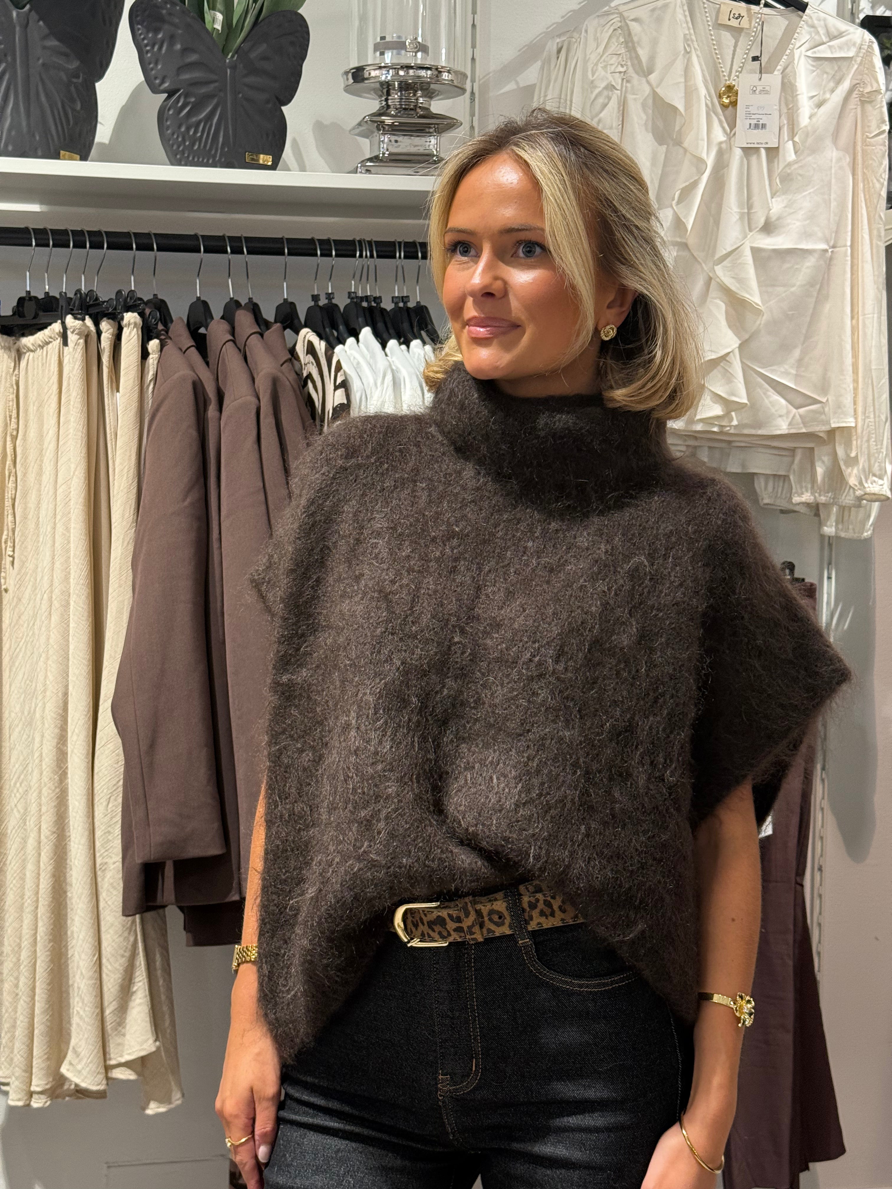 MOHAIR POLO-chocolate brown