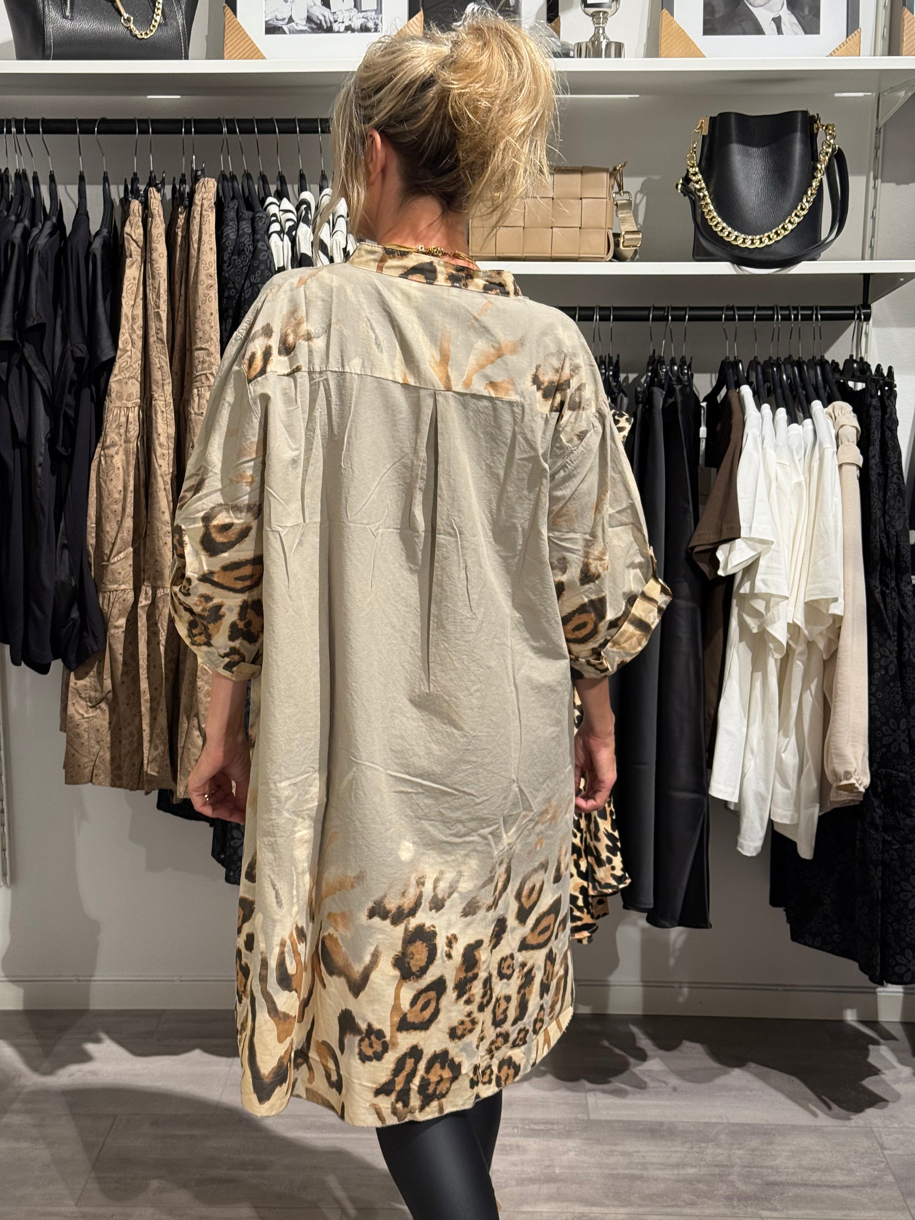 Oversized skjorta Leo-Taupe