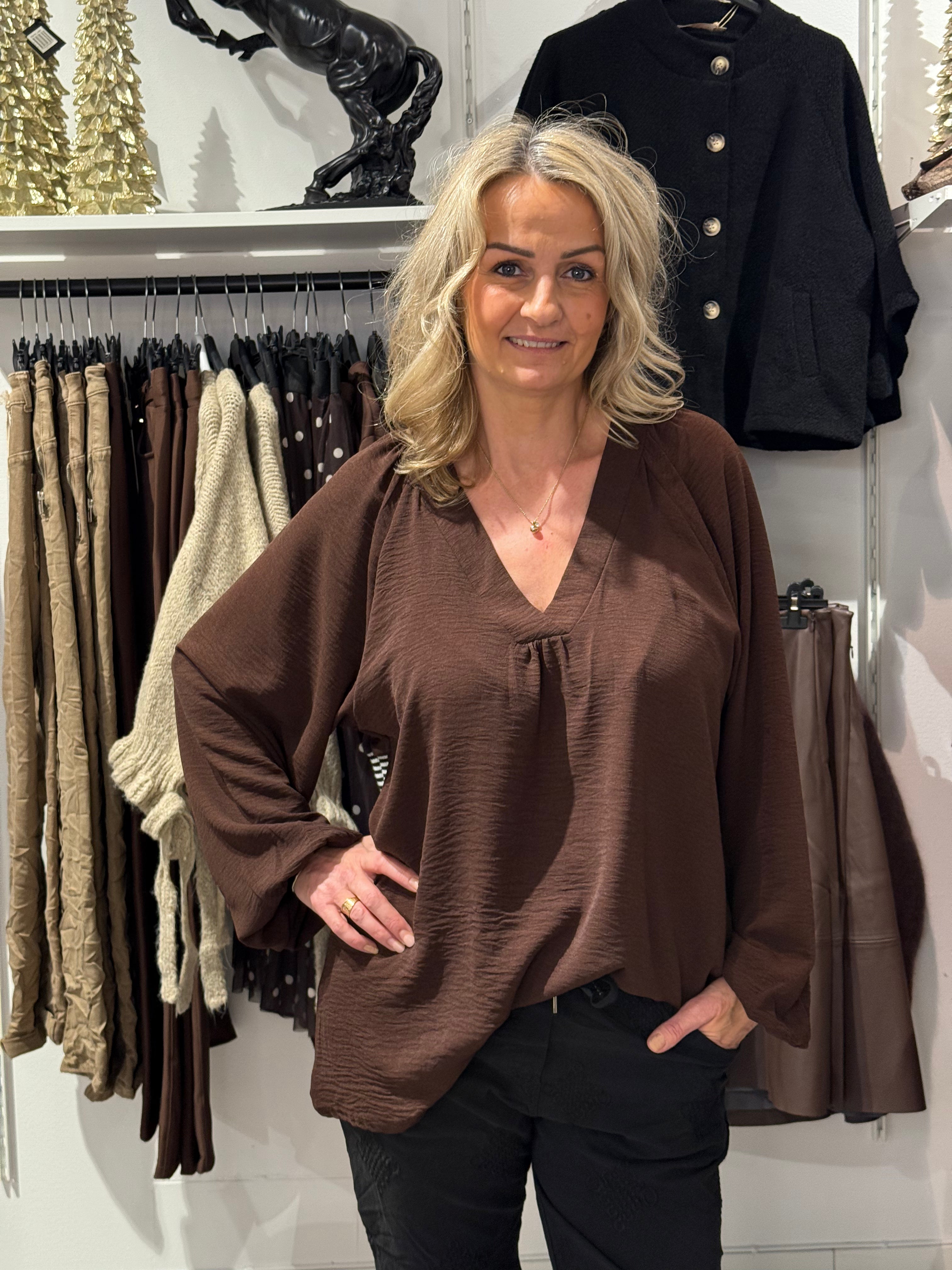V-neck blouse - brown