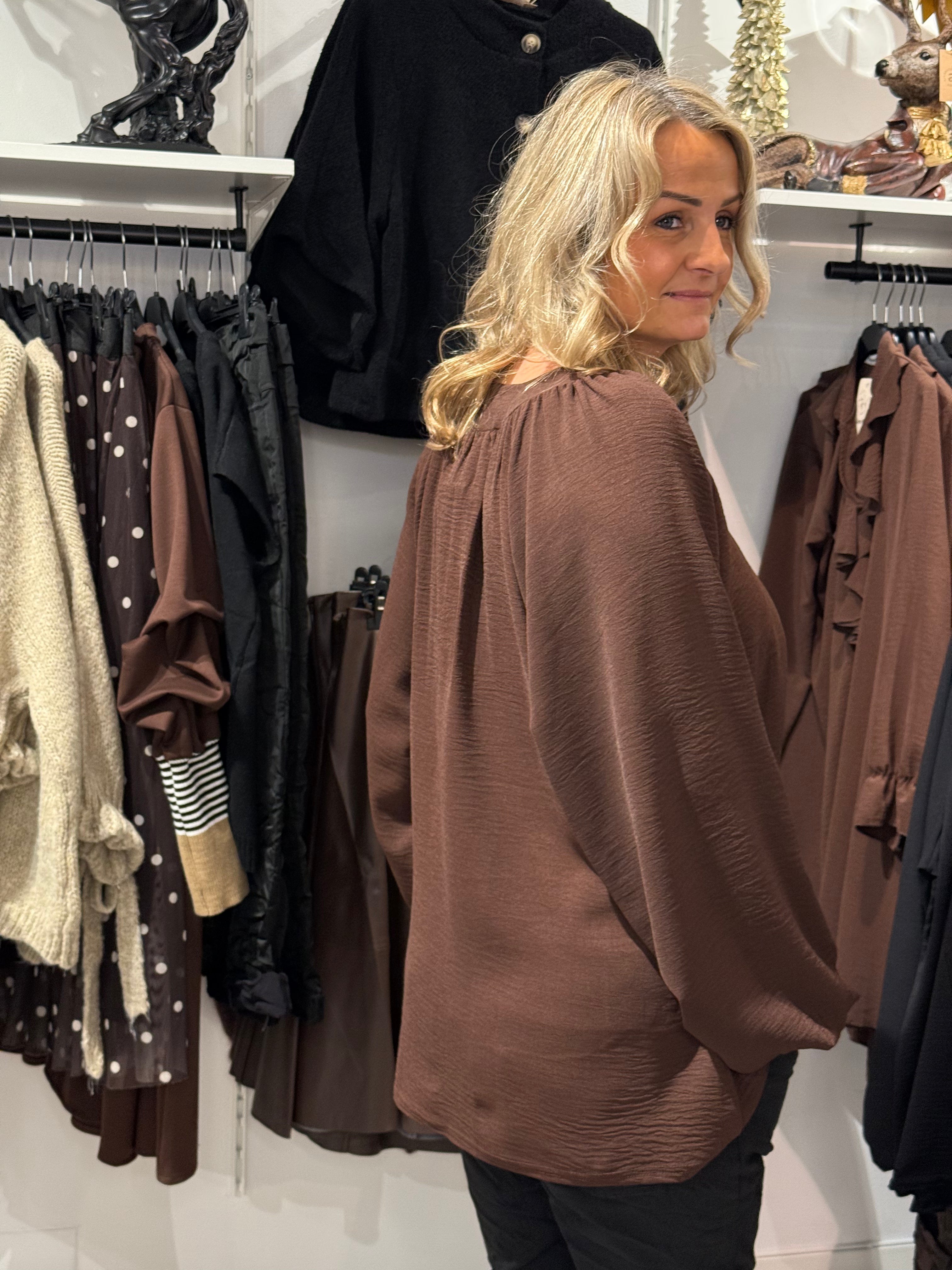 V-neck blouse - brown