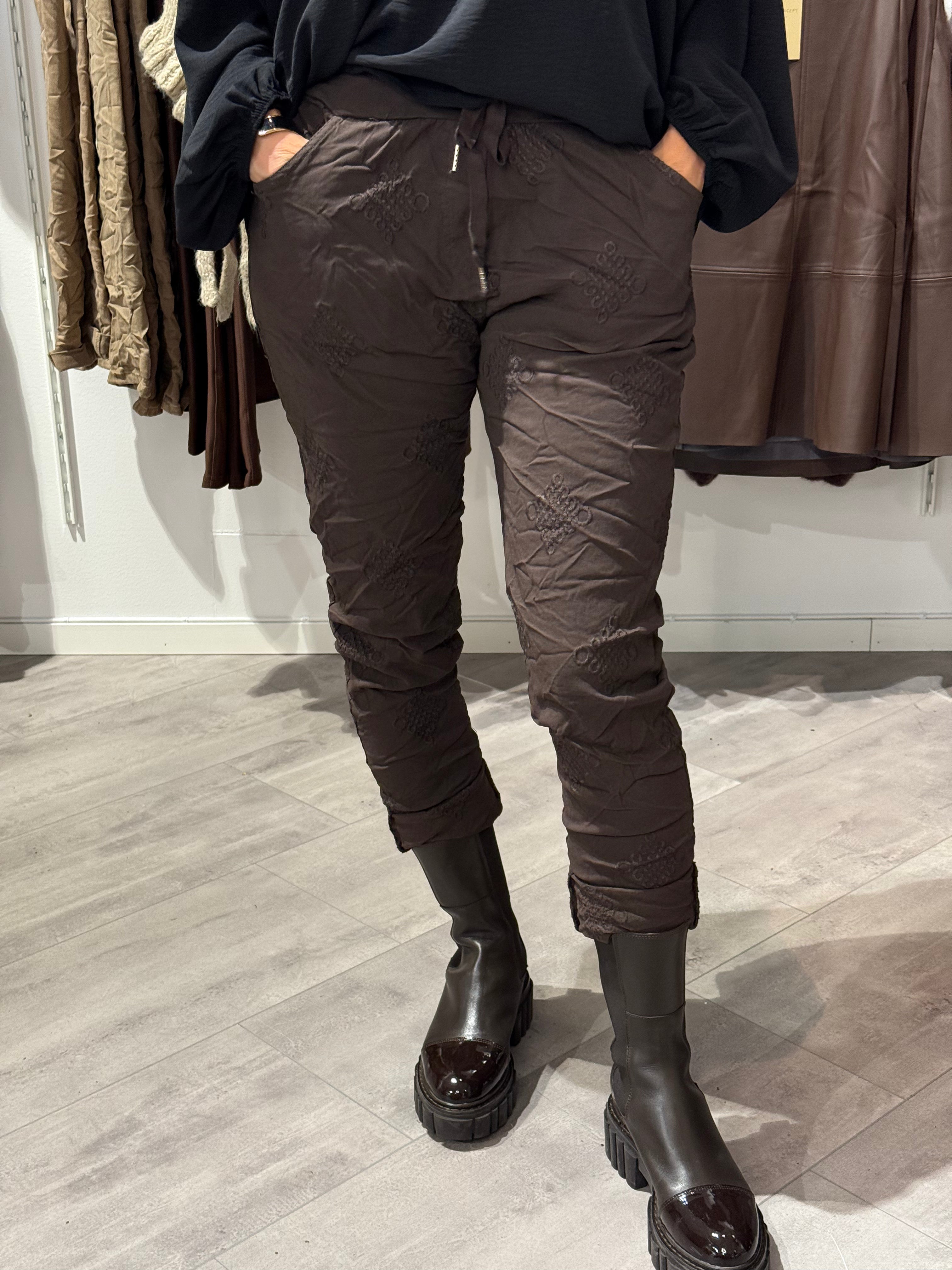 MIRACLE PANTS - EMBROIDERY BROWN