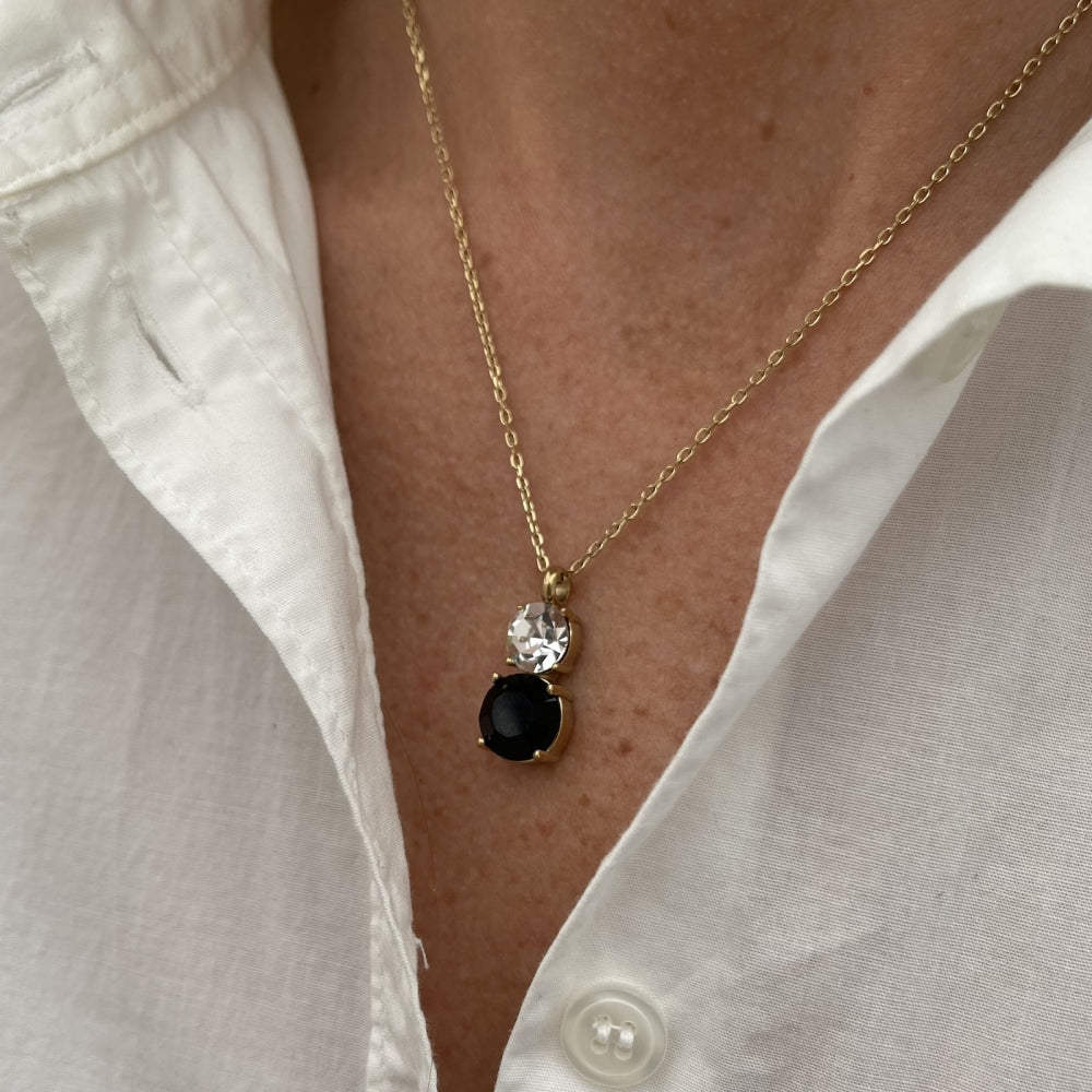 QUINN NECKLACE CLEAR/BLACK/GOLD