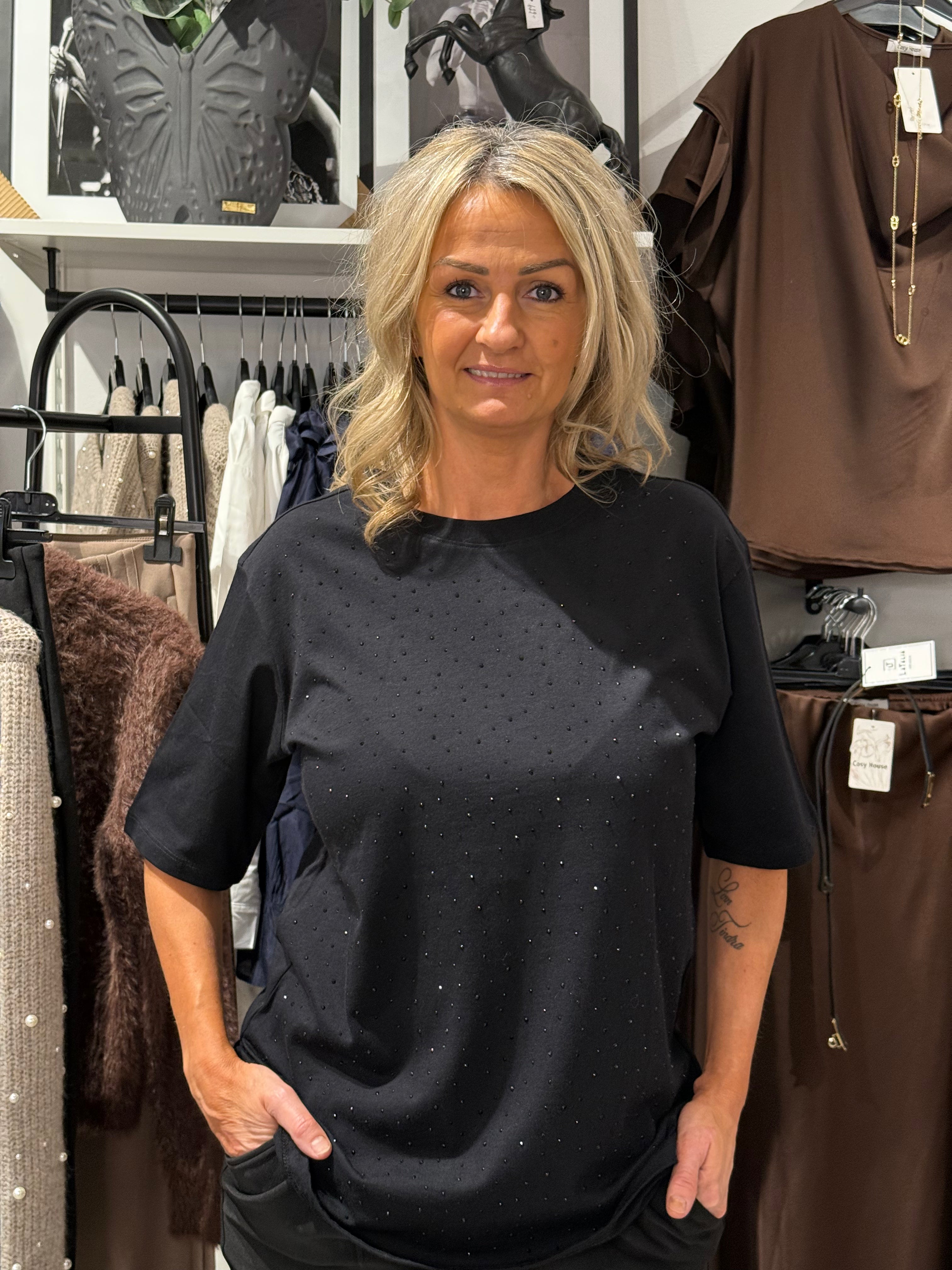 CUlondon T-shirt with rhinestones - black