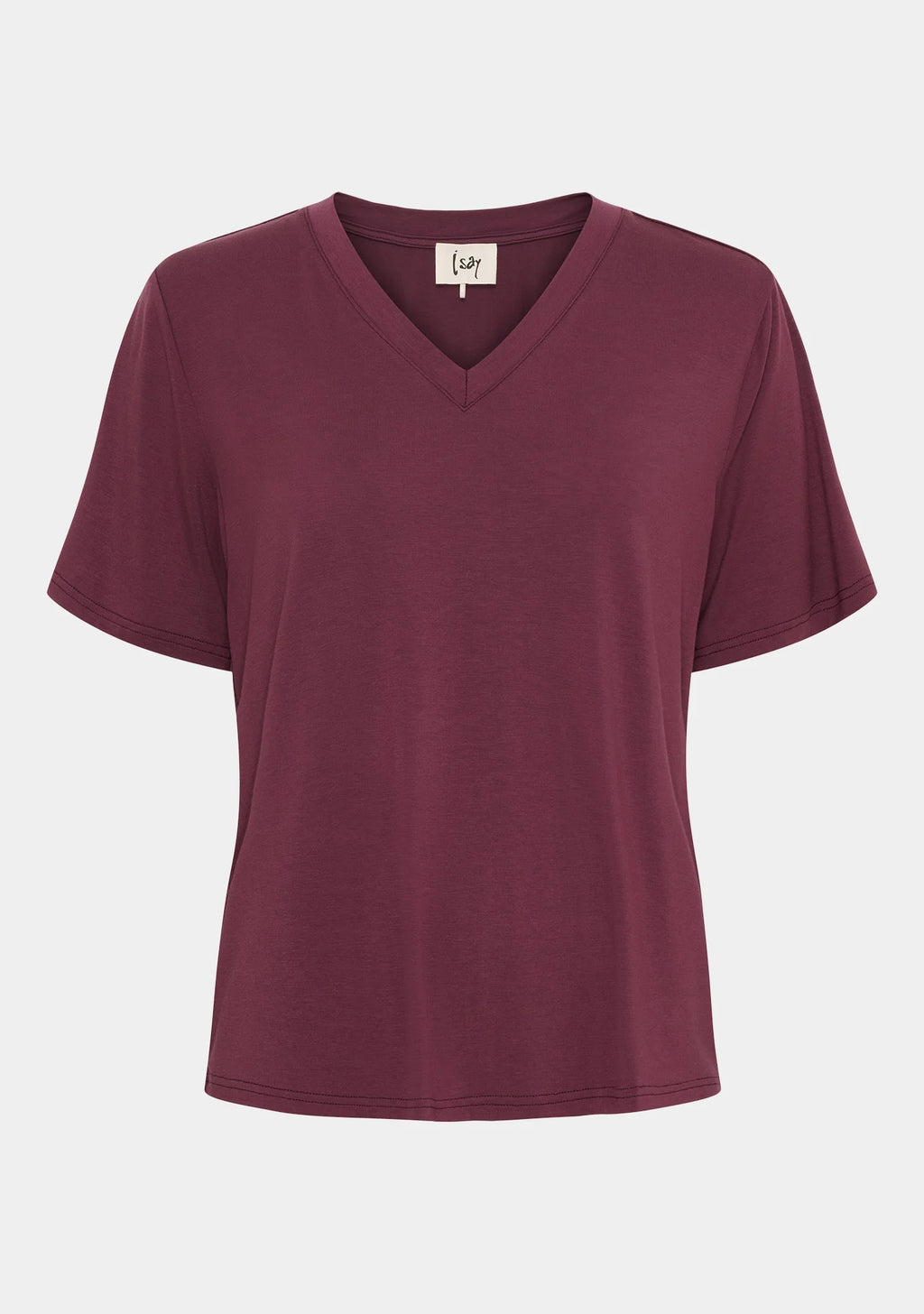 Gritt V-Neck T-Shirt - Wine