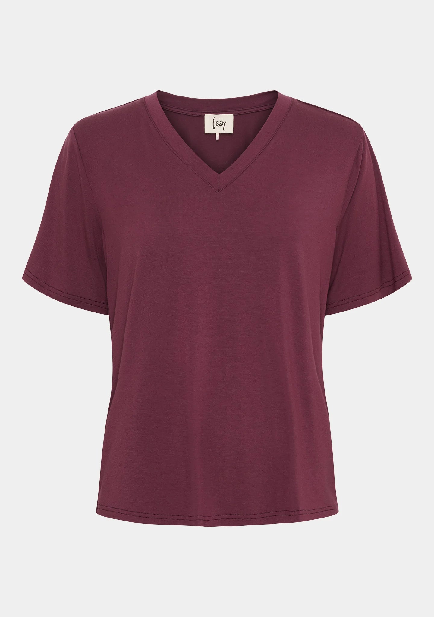 Gritt V-Neck T-Shirt - Wine