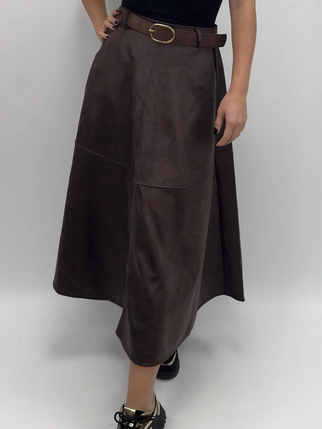 A-LINE SKIRT - BROWN