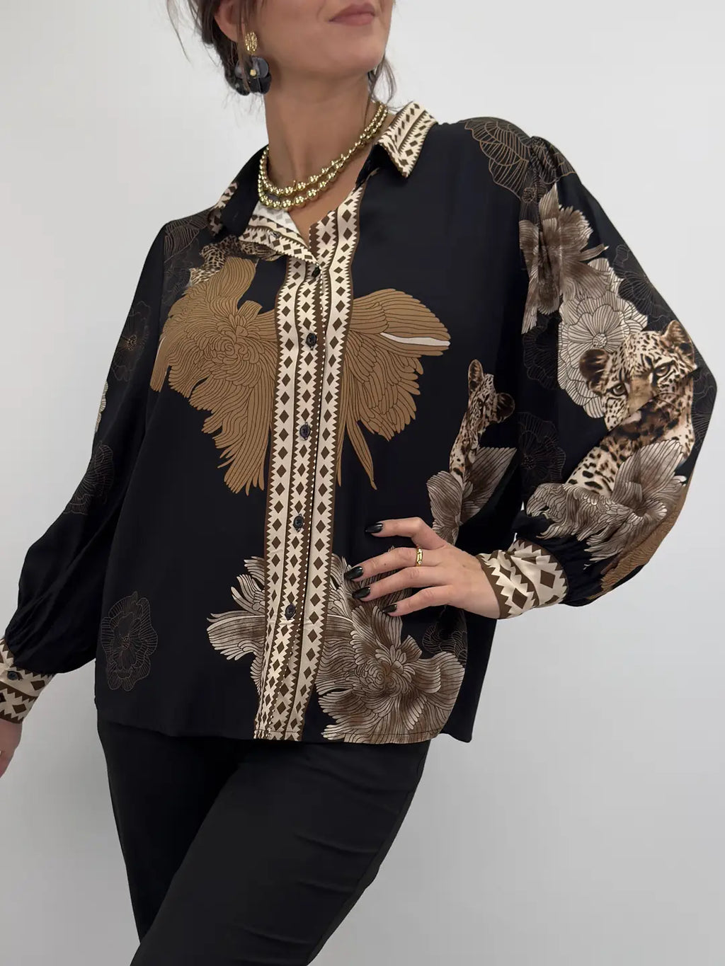 VISCOSE BLOUSE ELVA - BLACK