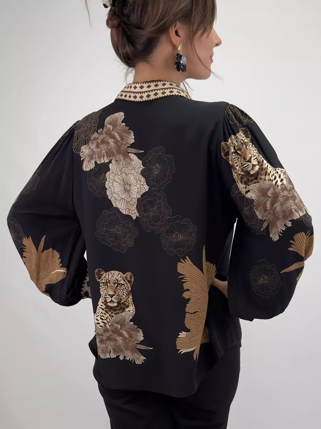 VISCOSE BLOUSE ELVA - BLACK