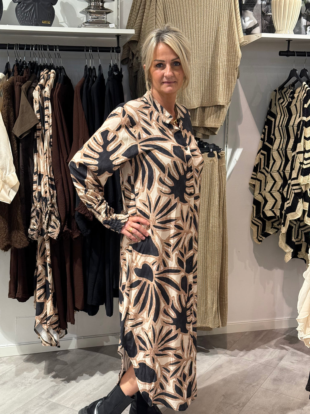 Merle dress leaf black/beige