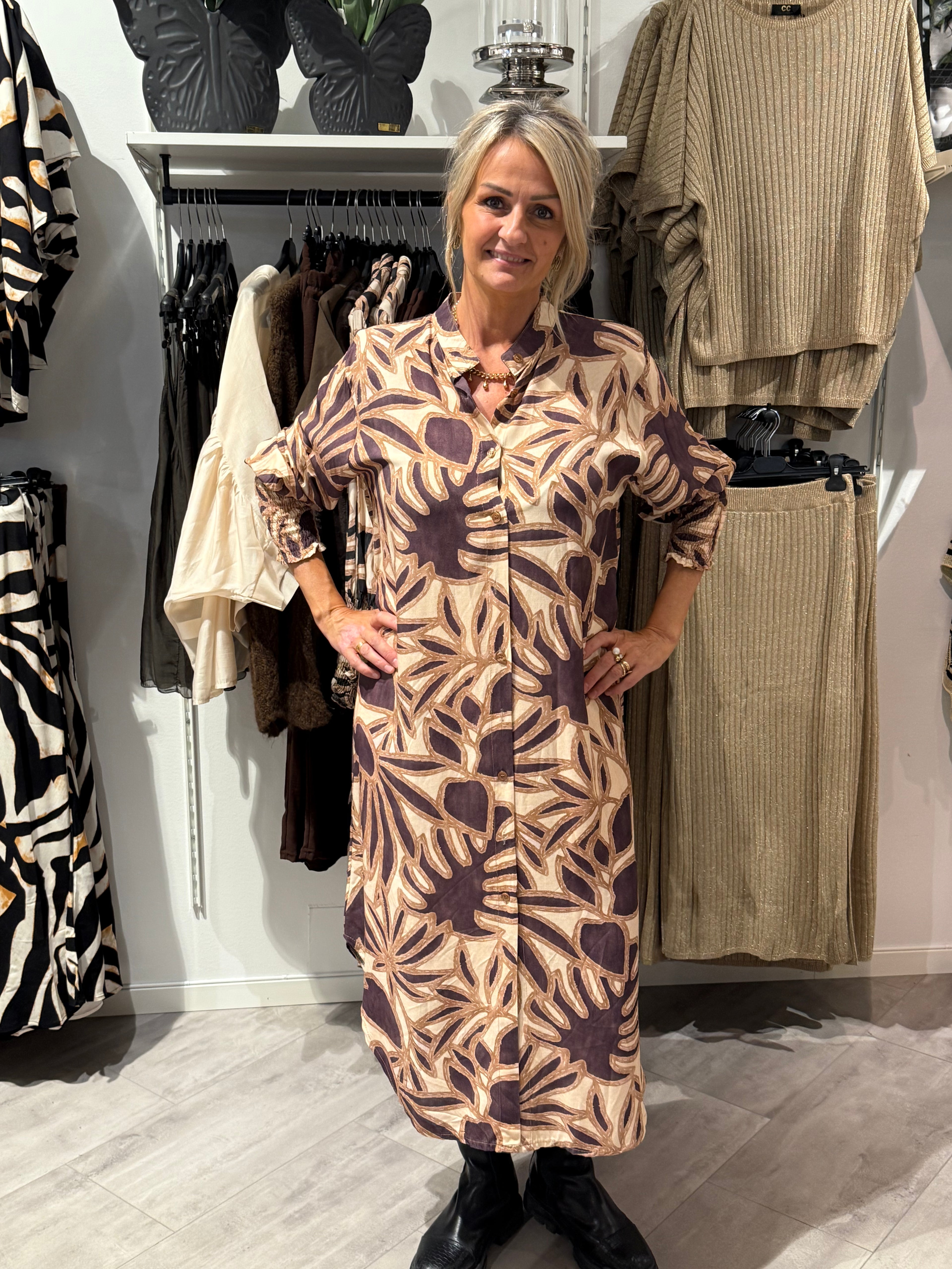 Merle dress leaf plum/beige