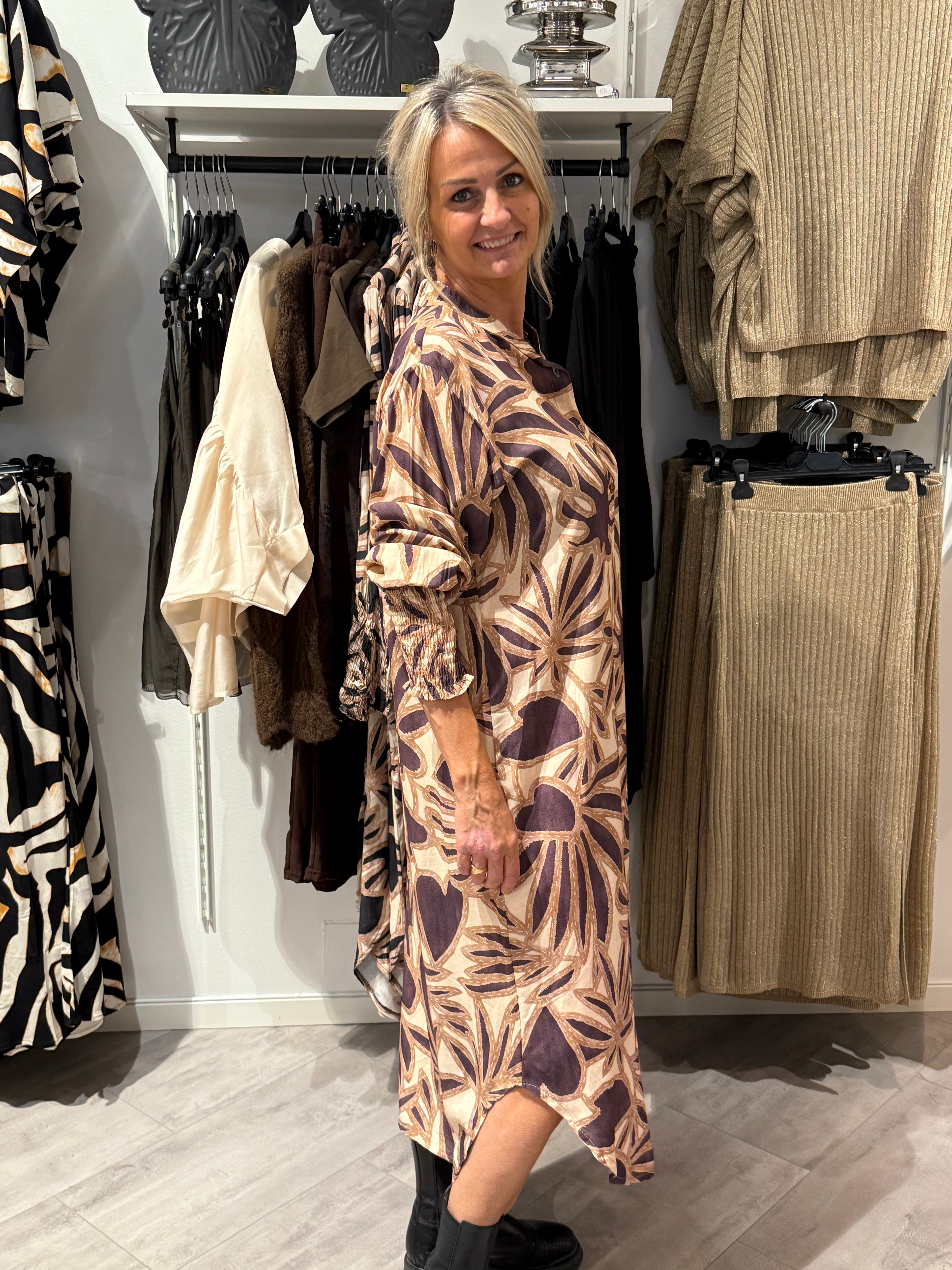 Merle dress leaf plum/beige