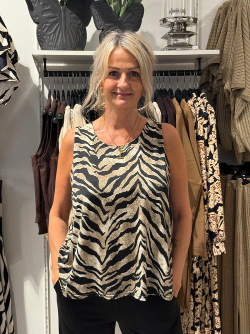 A-linje format linne zebra beige/svart