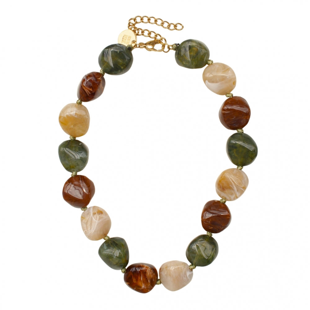 VIBE RESIN NECKLACE MIX BROWN