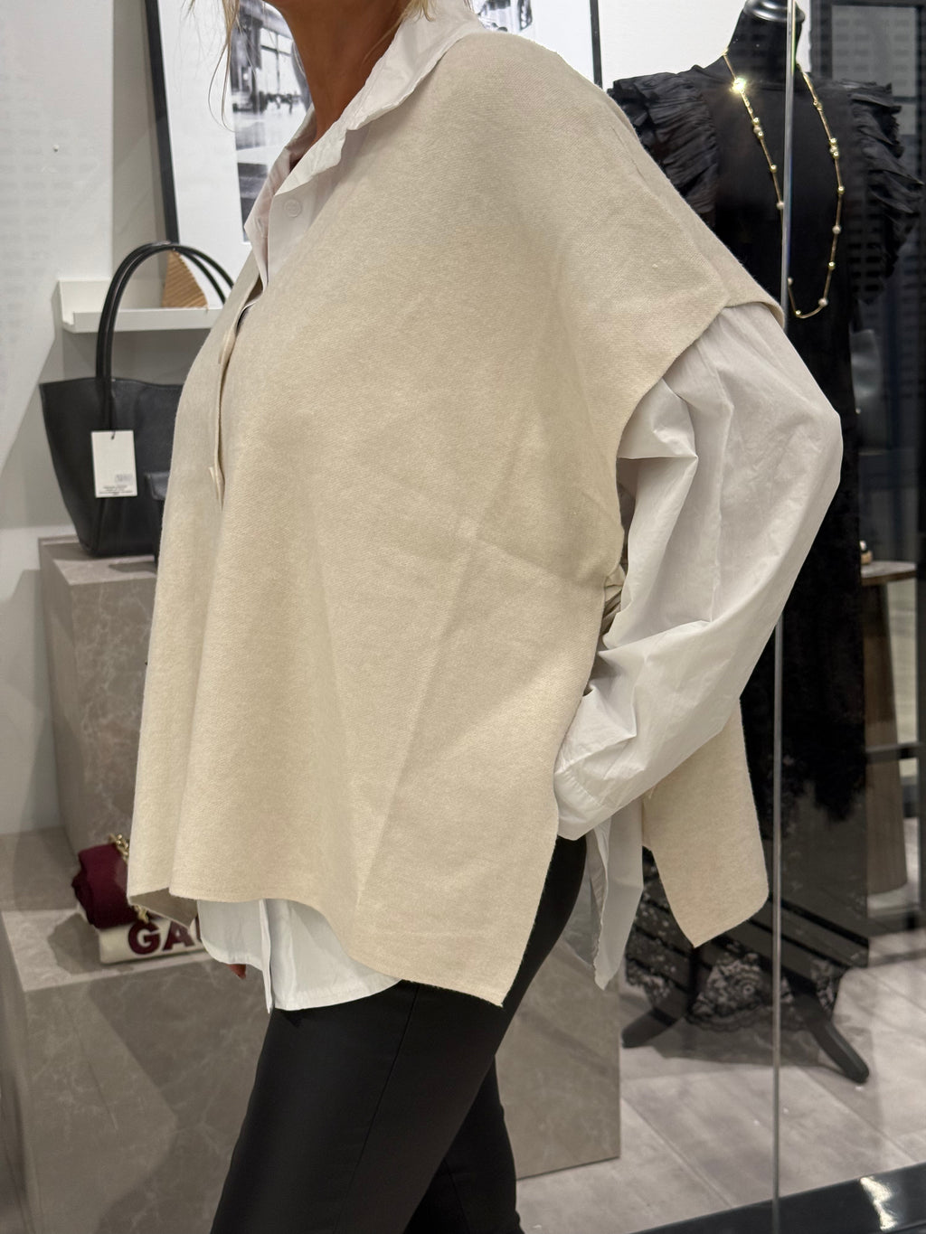 Vest with tie detail, beige