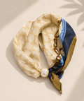 Scarf magnetspänne - blå/beige