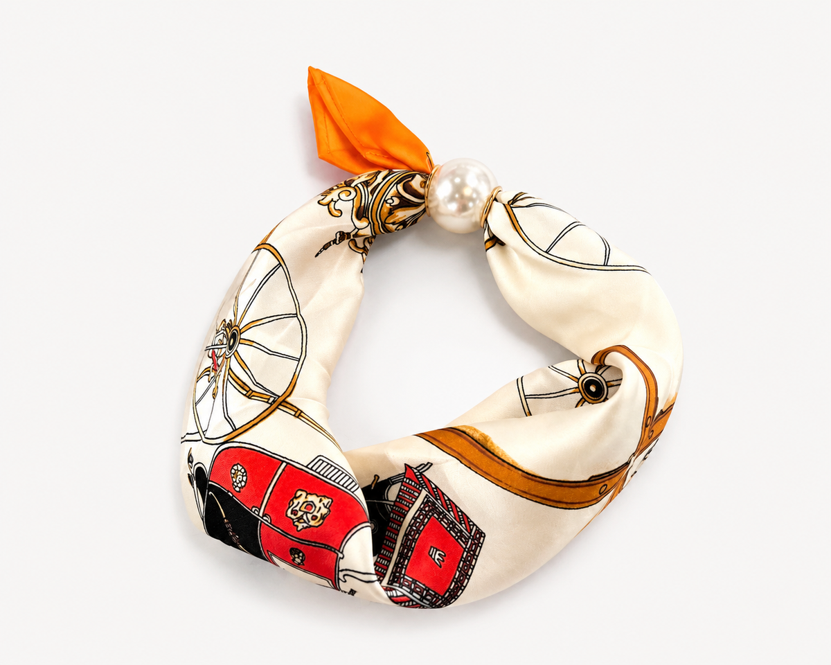 Scarf magnetspänne - orange/beige