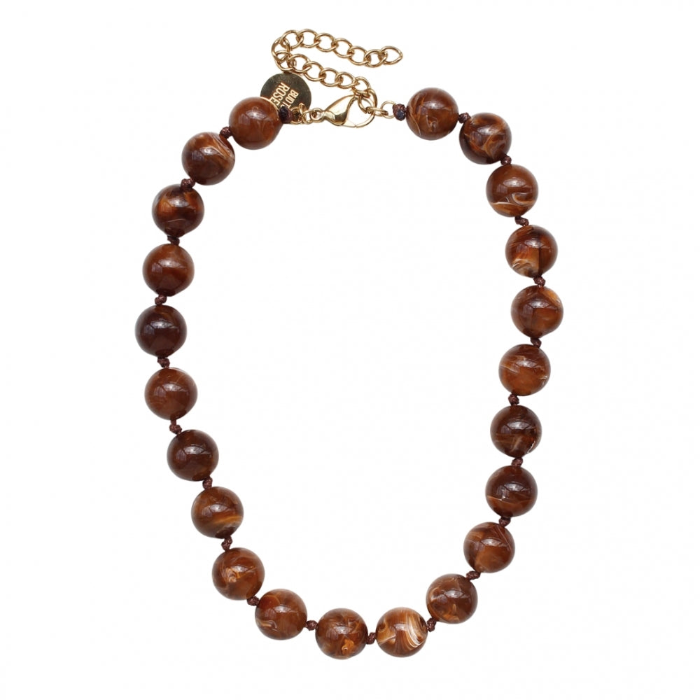 VELVET RESIN NECKLACE BROWN