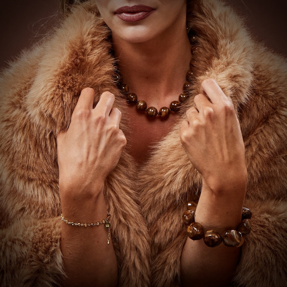 VELVET RESIN BRACELET BROWN