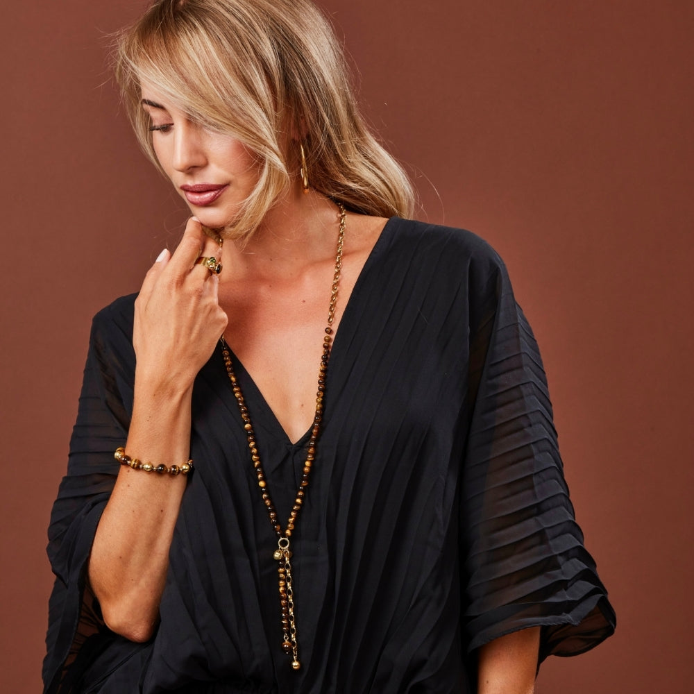 BEVERLY ICON NECKLACE BROWN/GOLD