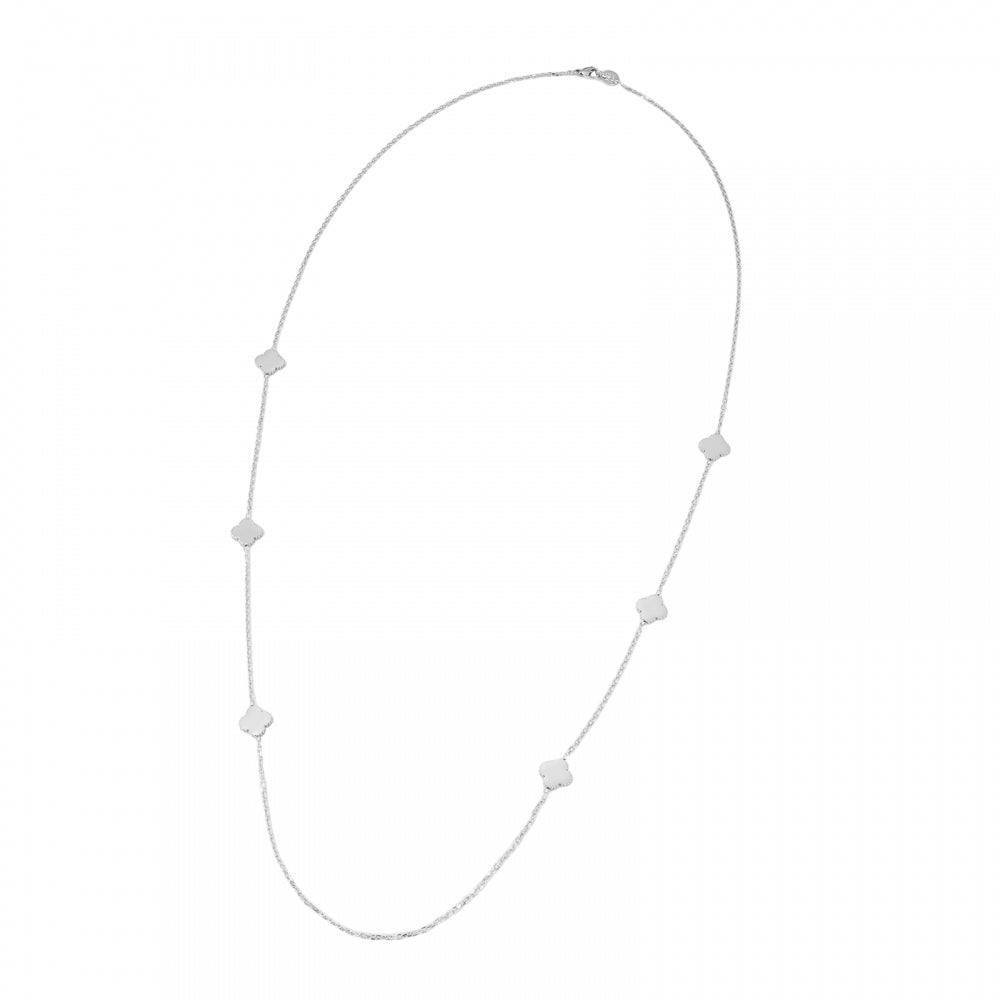 CLOVER PLAIN LONG NECKLACE SILVER