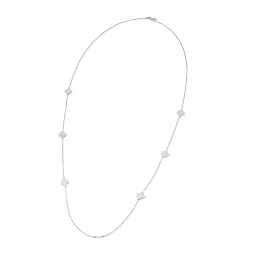 CLOVER PLAIN LONG NECKLACE SILVER