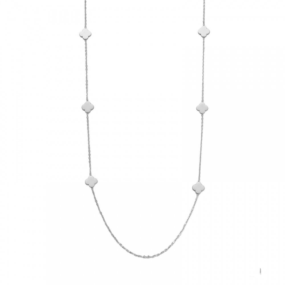 CLOVER PLAIN LONG NECKLACE SILVER