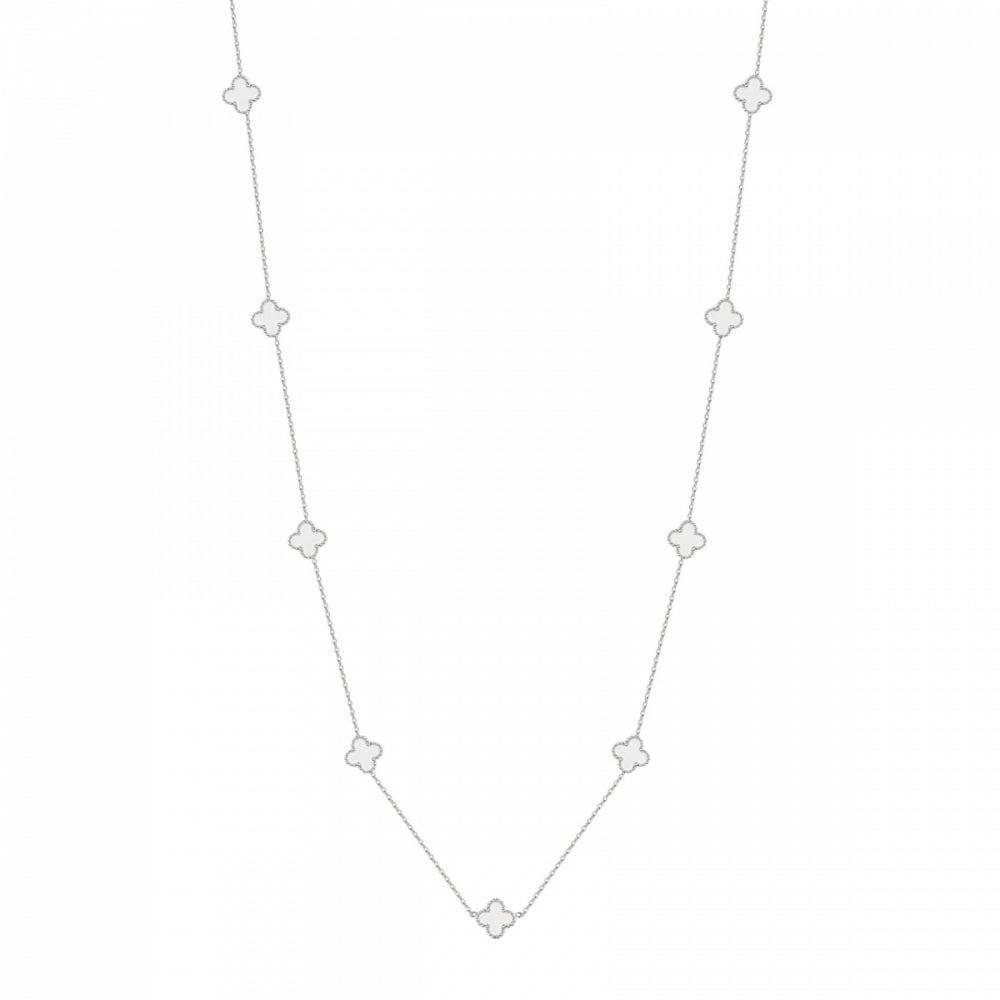 CLOVER MULTI LONG NECKLACE WHITE/SILVER