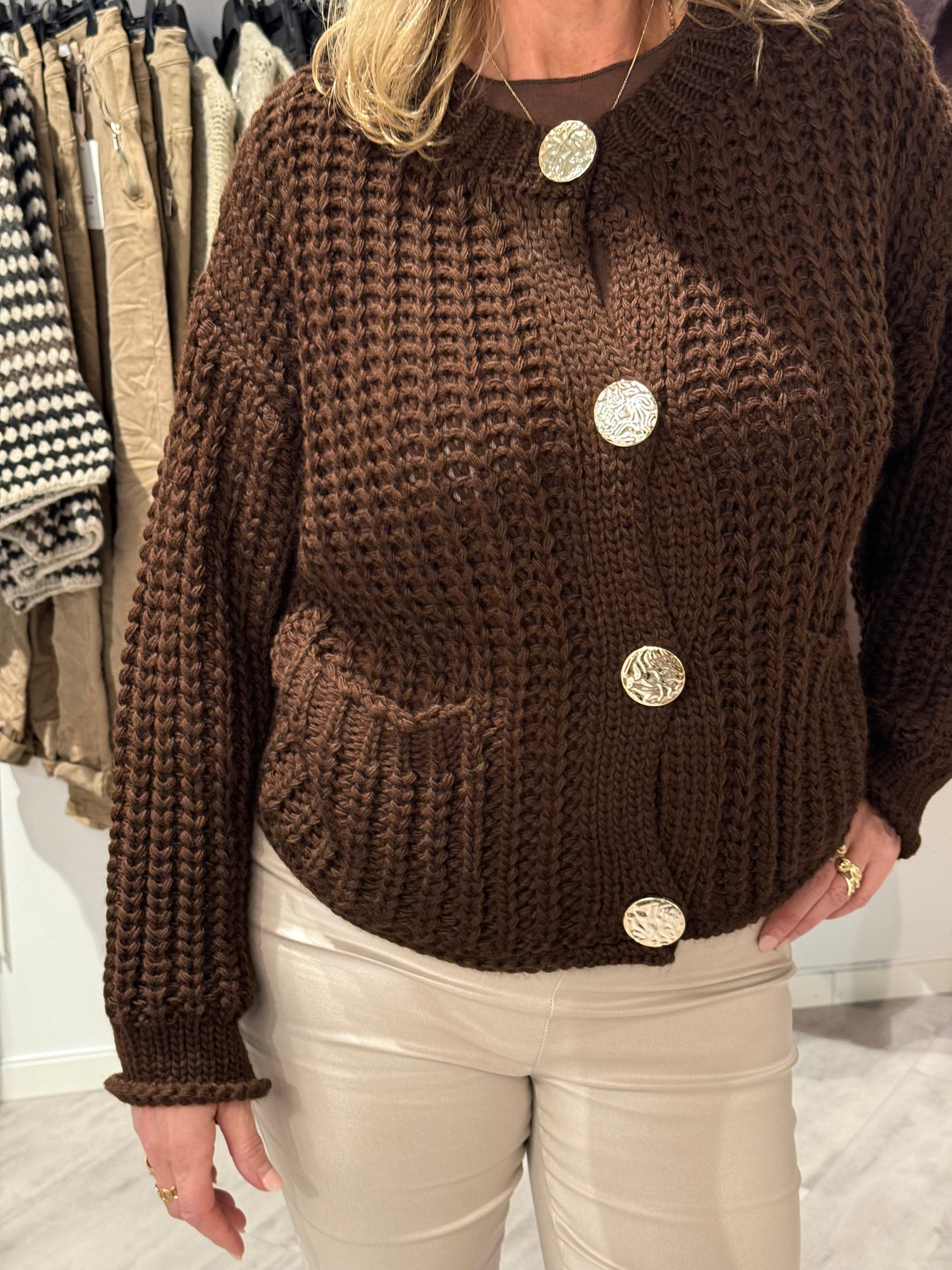 CARDIGAN WITH GOLD BUTTONS
