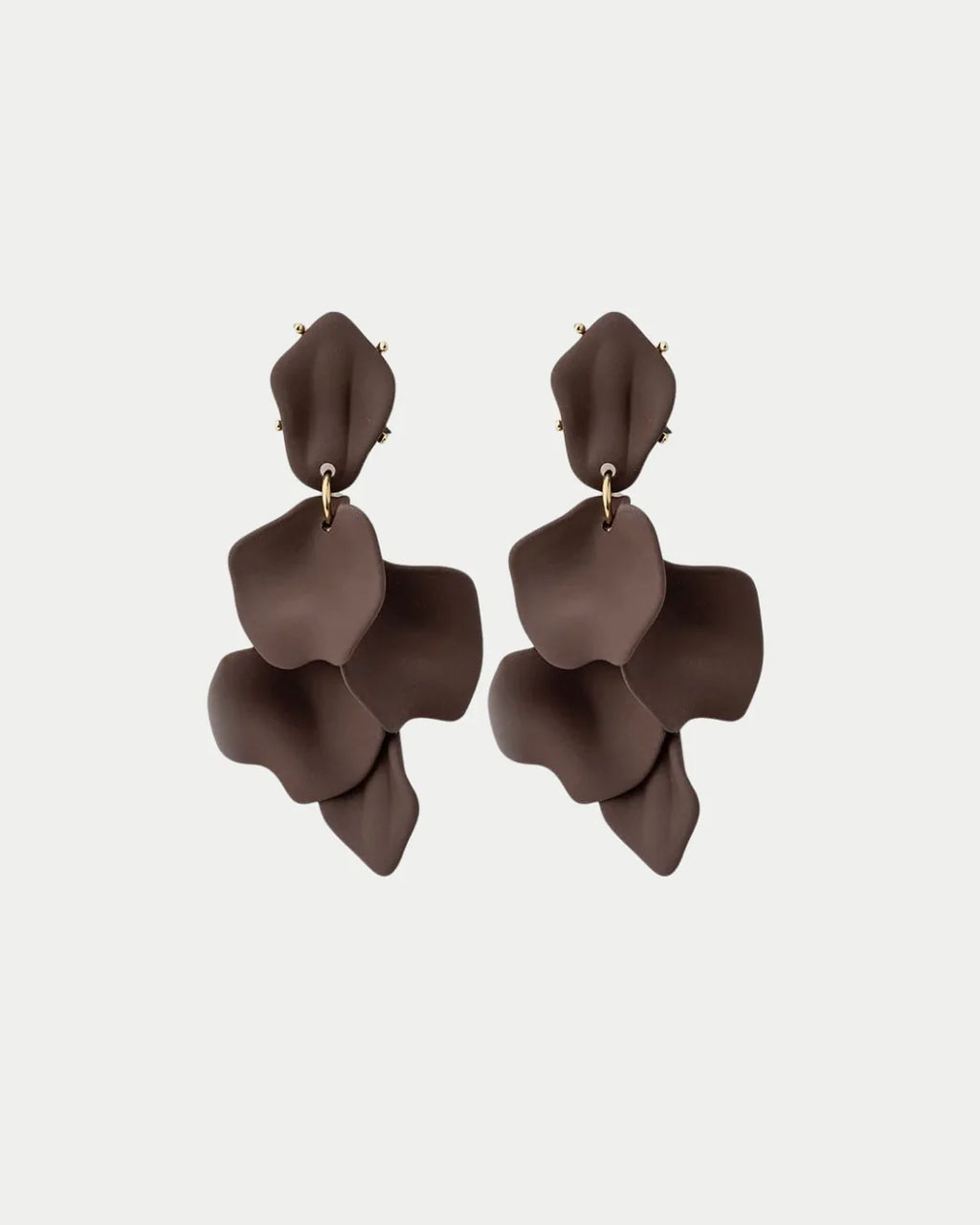 LEAF EARRINGS MATT - BROWN