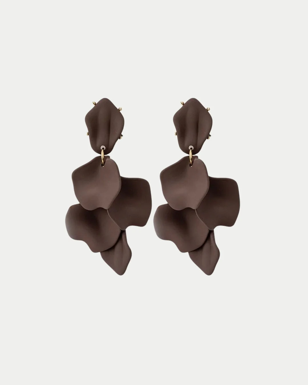 LEAF EARRINGS MATT - BROWN