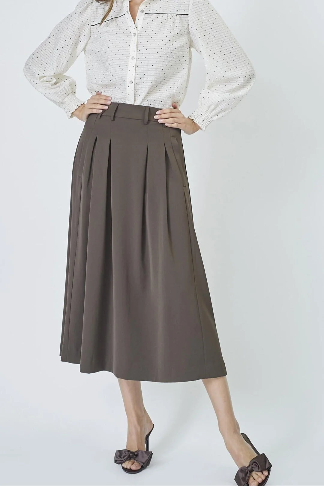 Anyacc Pleat Skirt - Brown
