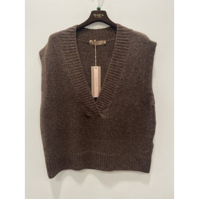 MDCLILA- stickad väst brun