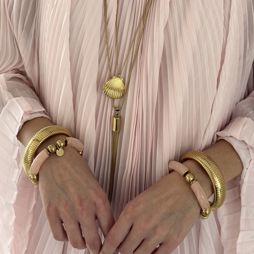 MARBELLA SHELL LONG NECKLACE GOLD