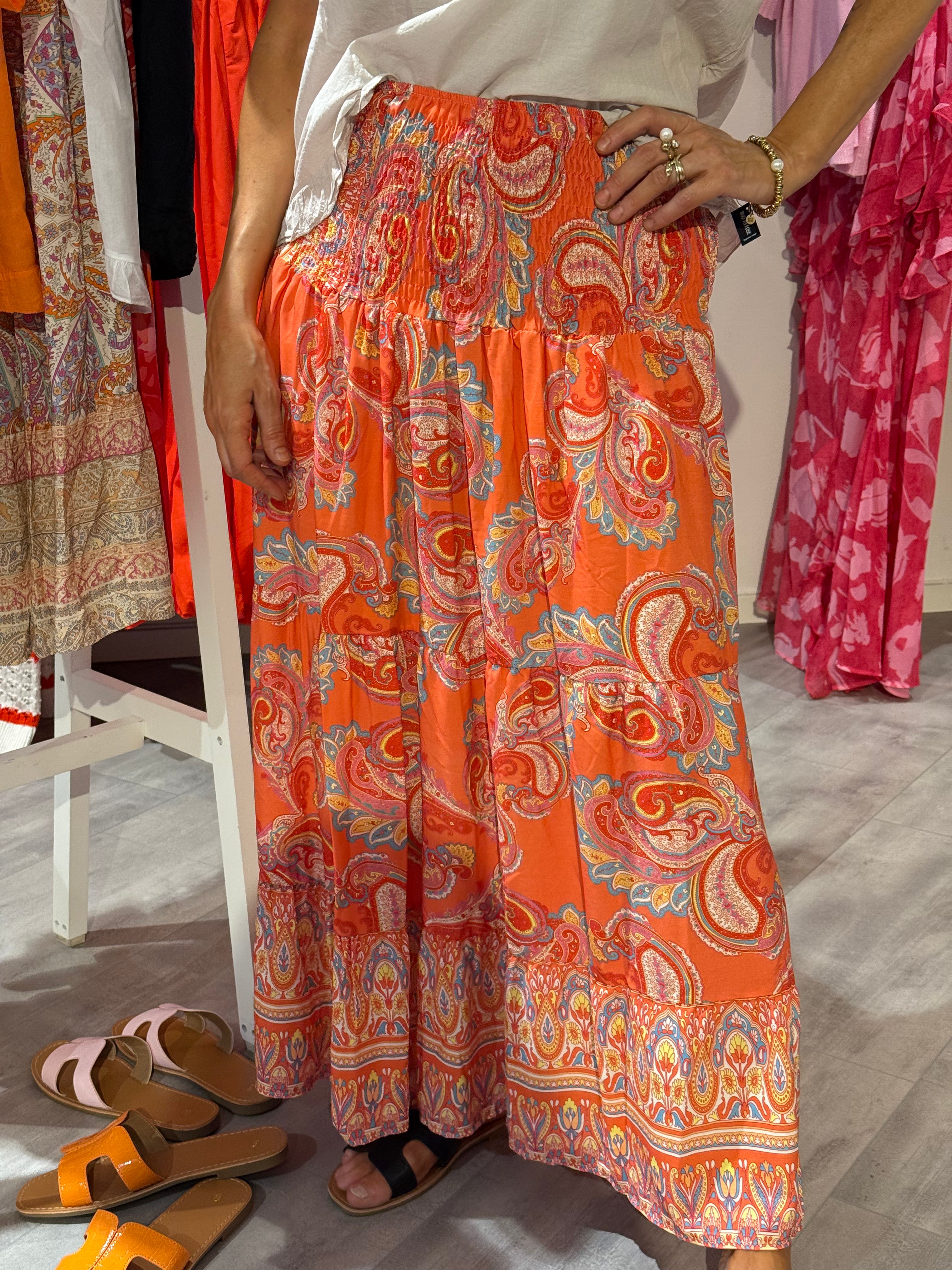 Coral patterned smock skirt