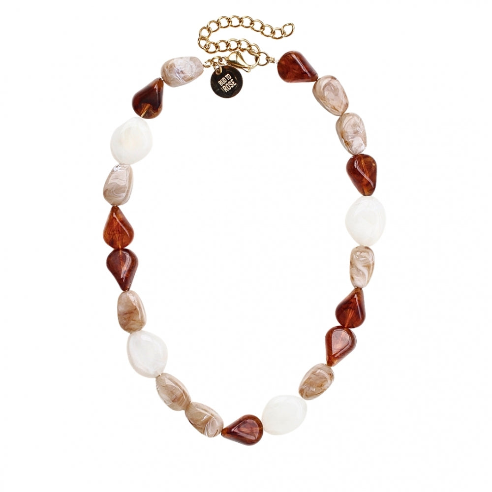 PRISMA RESIN NECKLACE IVORY/BROWN