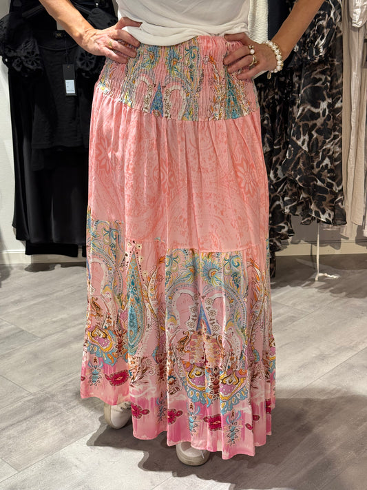 Smock kjol rosa/ turkos