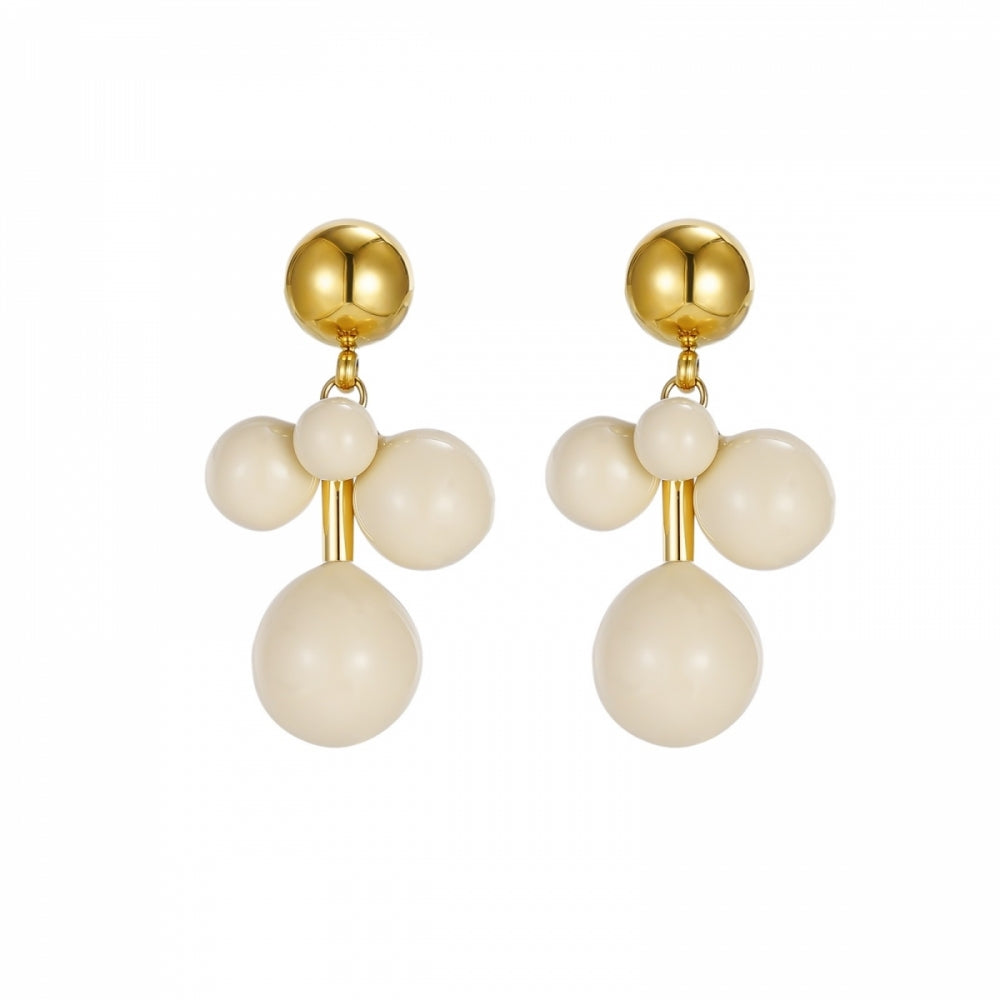 BREA ENAMEL EARRING IVORY/GOLD