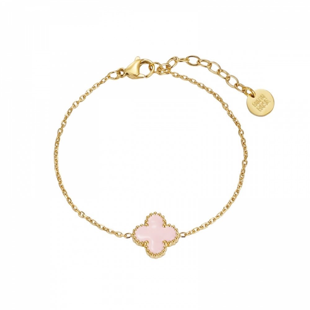 Clover Bracelet i guld med ljusrosa