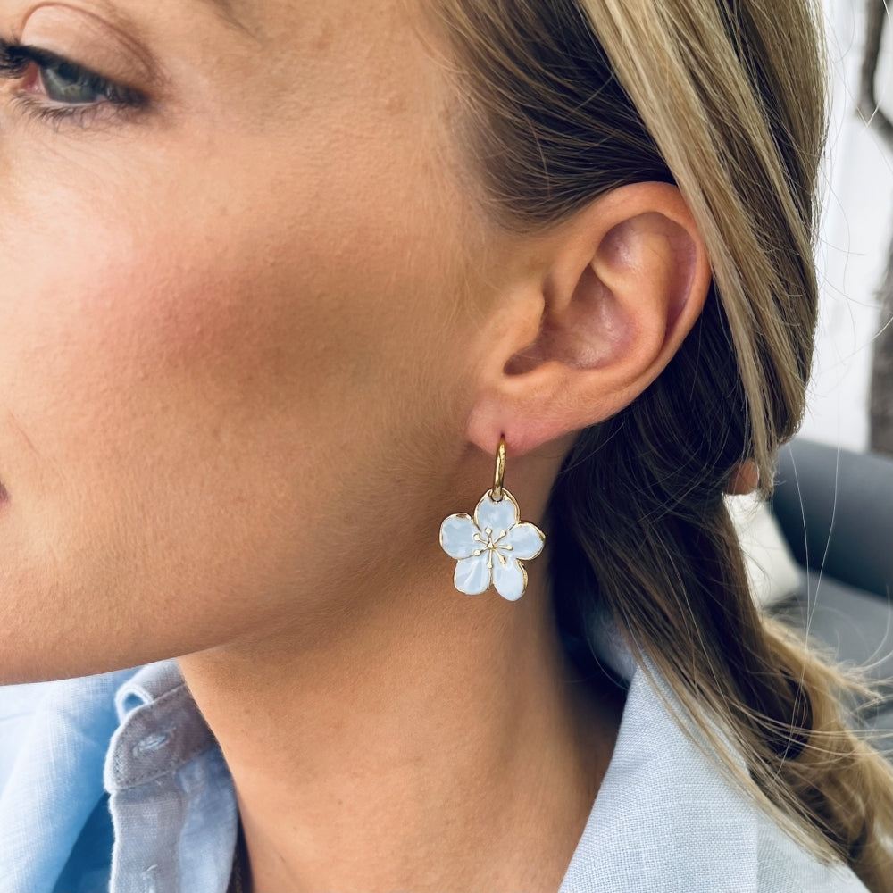 CALISTA ENAMEL EARRING LT.BLUE/GOLD