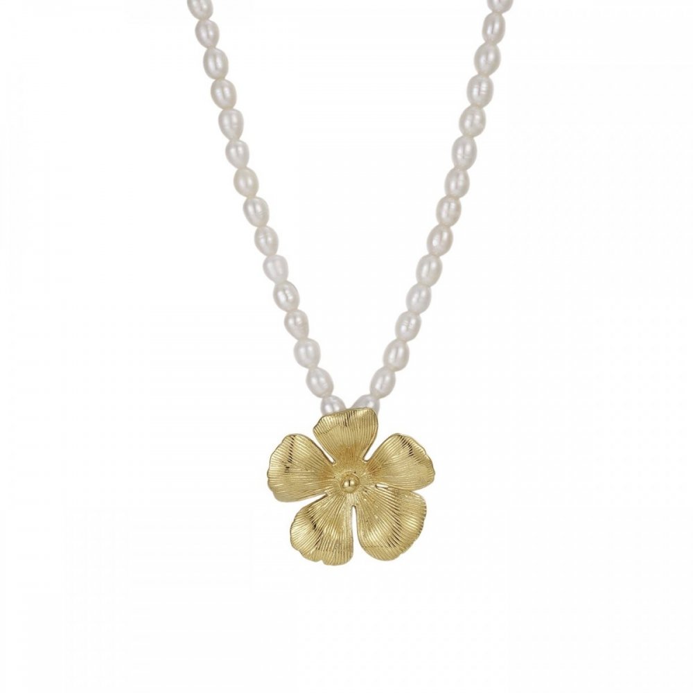 BLOSSOM PEARL NECKLACE GOLD