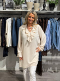 Tunika med volangdetaljer beige