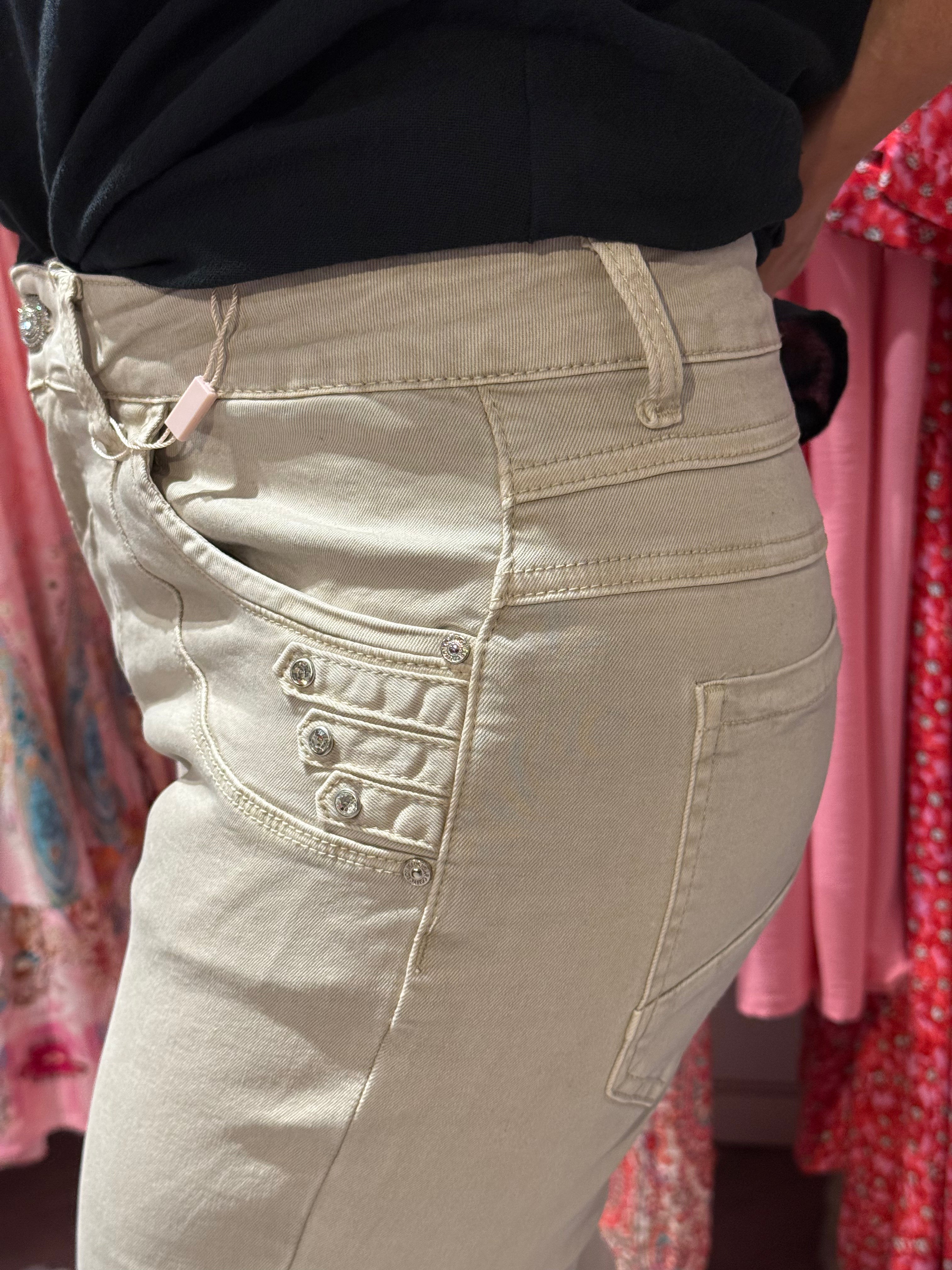 Straight jeans beige bling