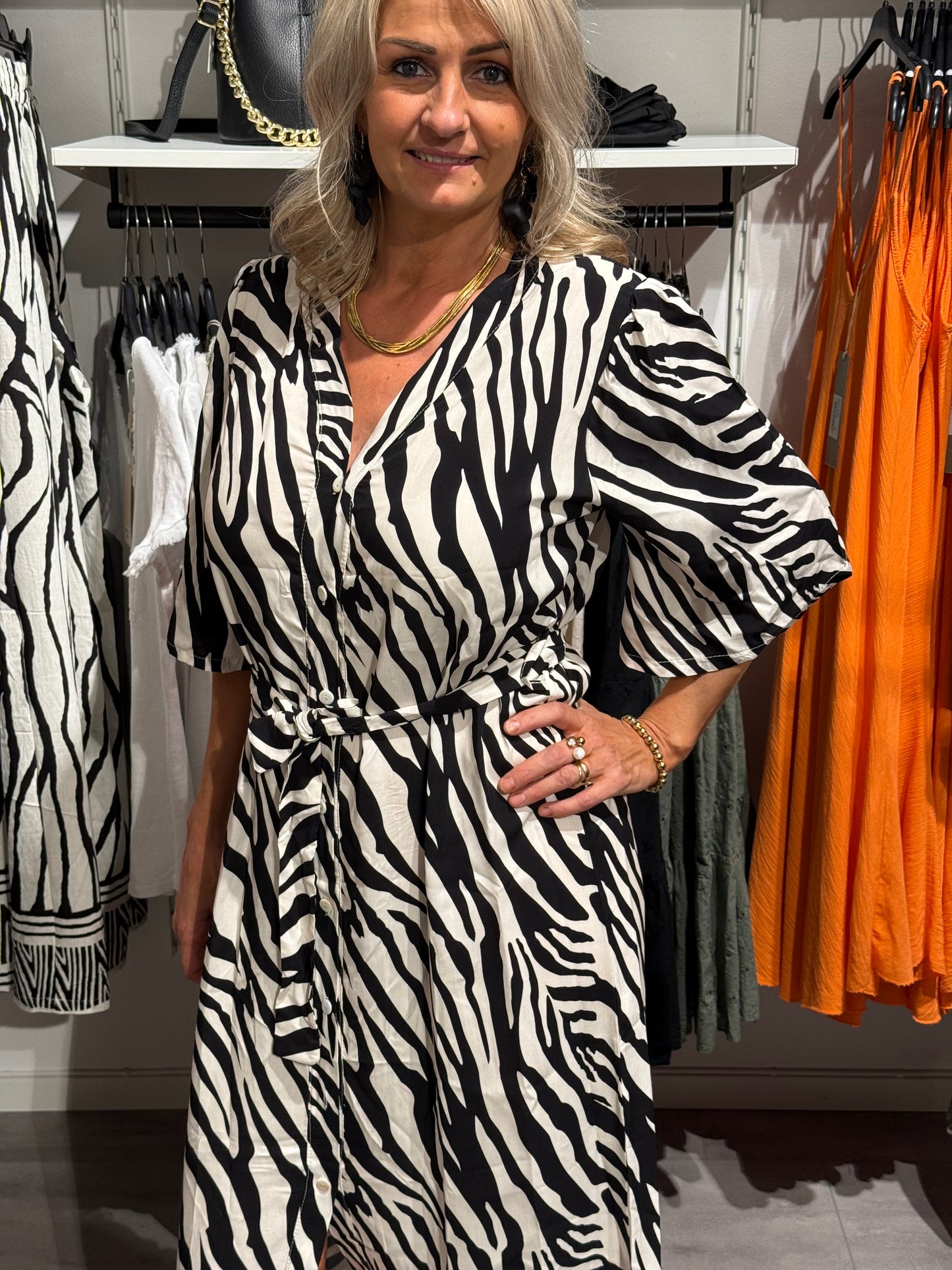 Zebra klänning med knyt