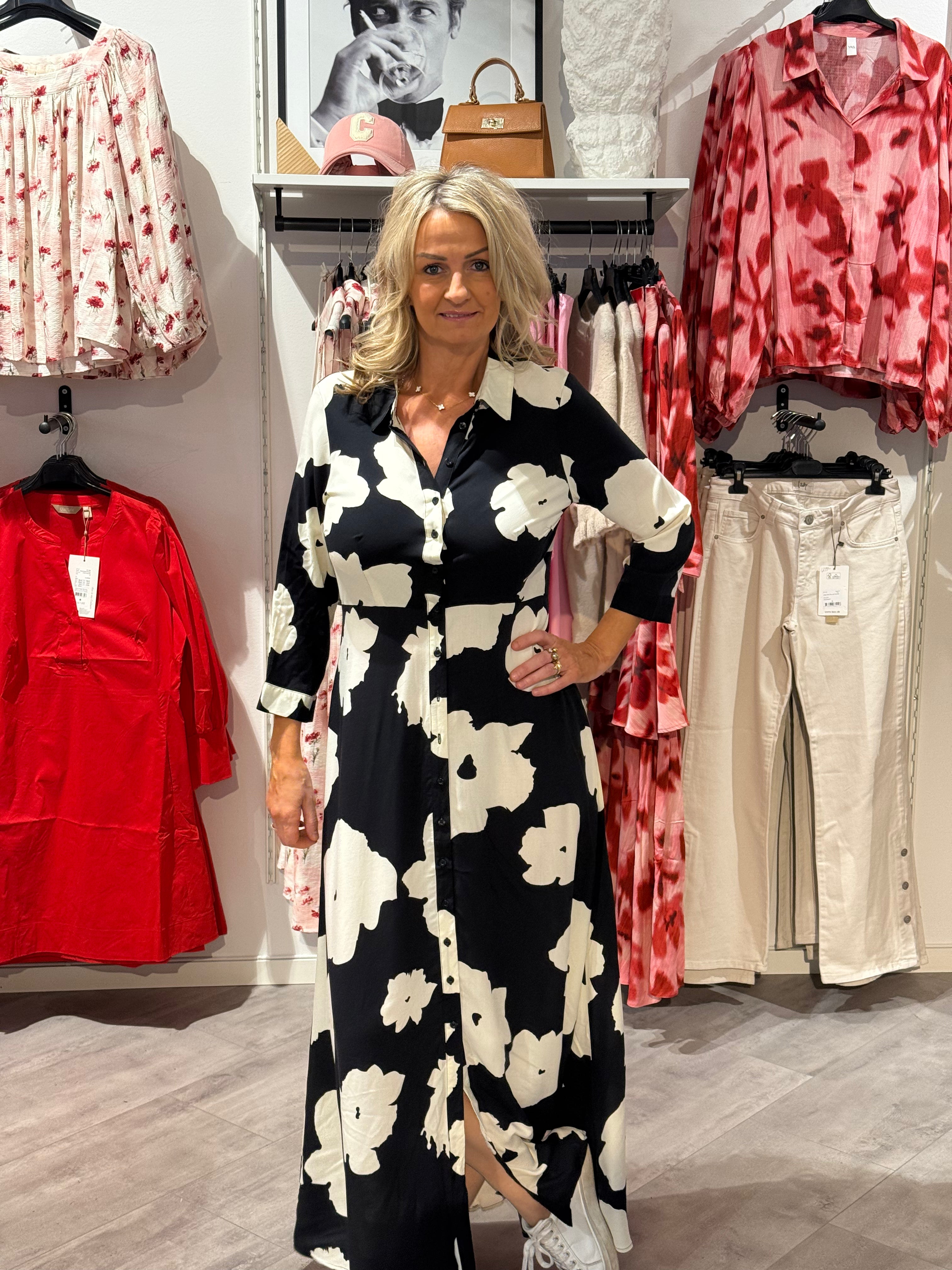 SAVANNA KLÄNNING- flower white/black