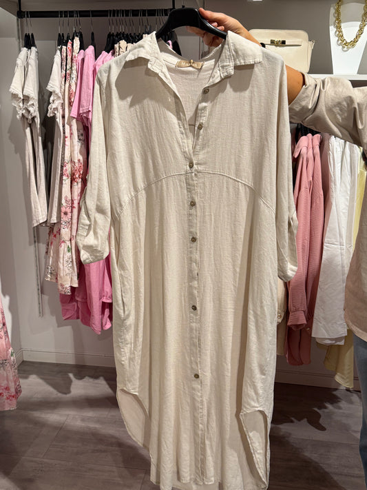 Anette linneskjorta lång beige
