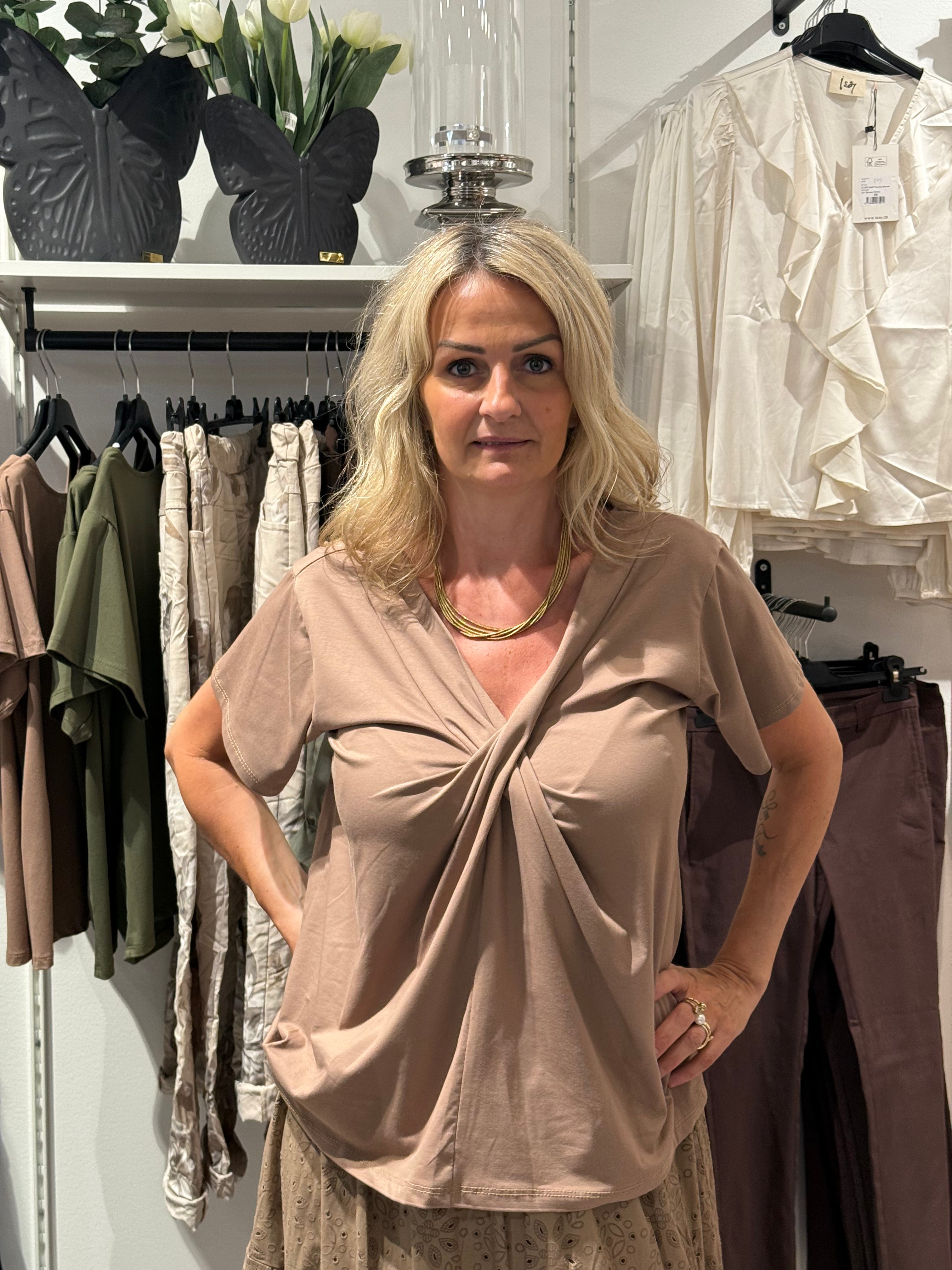 Draperad bomulls topp brun