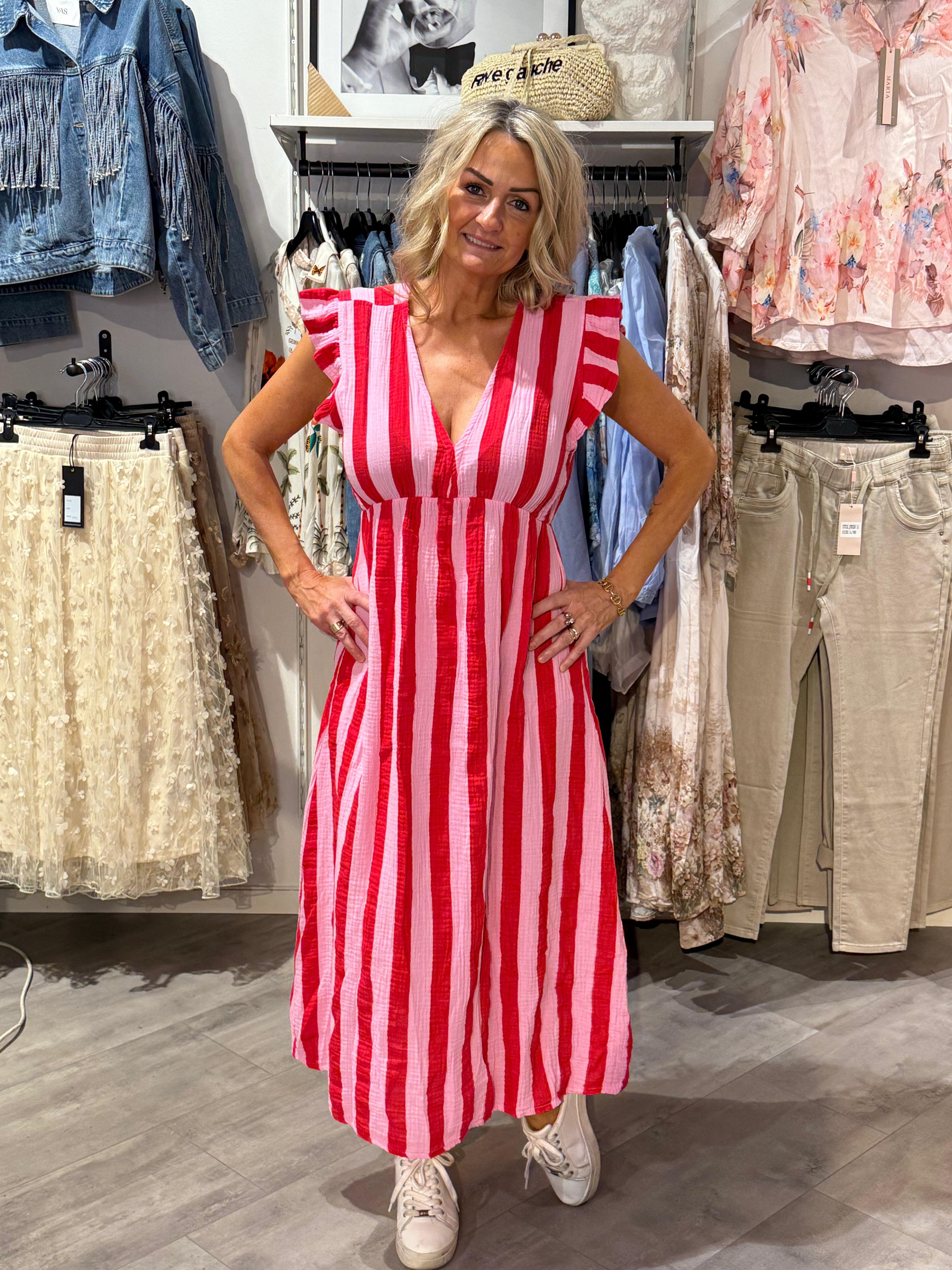 Summer dress 2.0-randig cerise