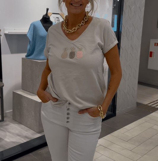 Ananas T-shirt beige